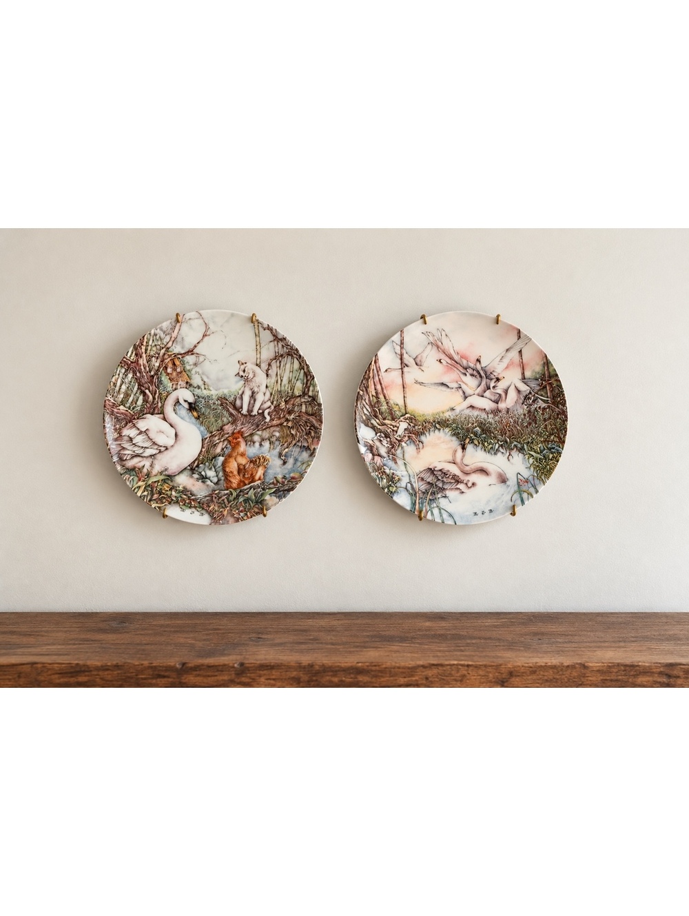 1986 Danish Ugly Duckling Collector Plates Karen Jean Bornholt Swan Woodland